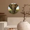 Olifant - Natuur - Gras - Dieren - Landschap Wandcirkel kunststof plaat 5mm dik klein -sfeer1