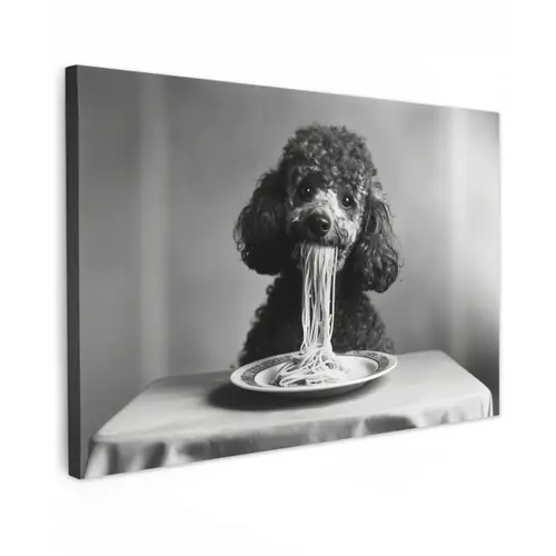 Poedel - Hond - Zwart - Wit - Schattig - Pasta canvas 2cm klein -z3d