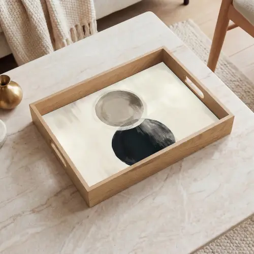 Cirkels - Vorm - Beige - Abstract Dienblad Rechthoek middel -sfeer1
