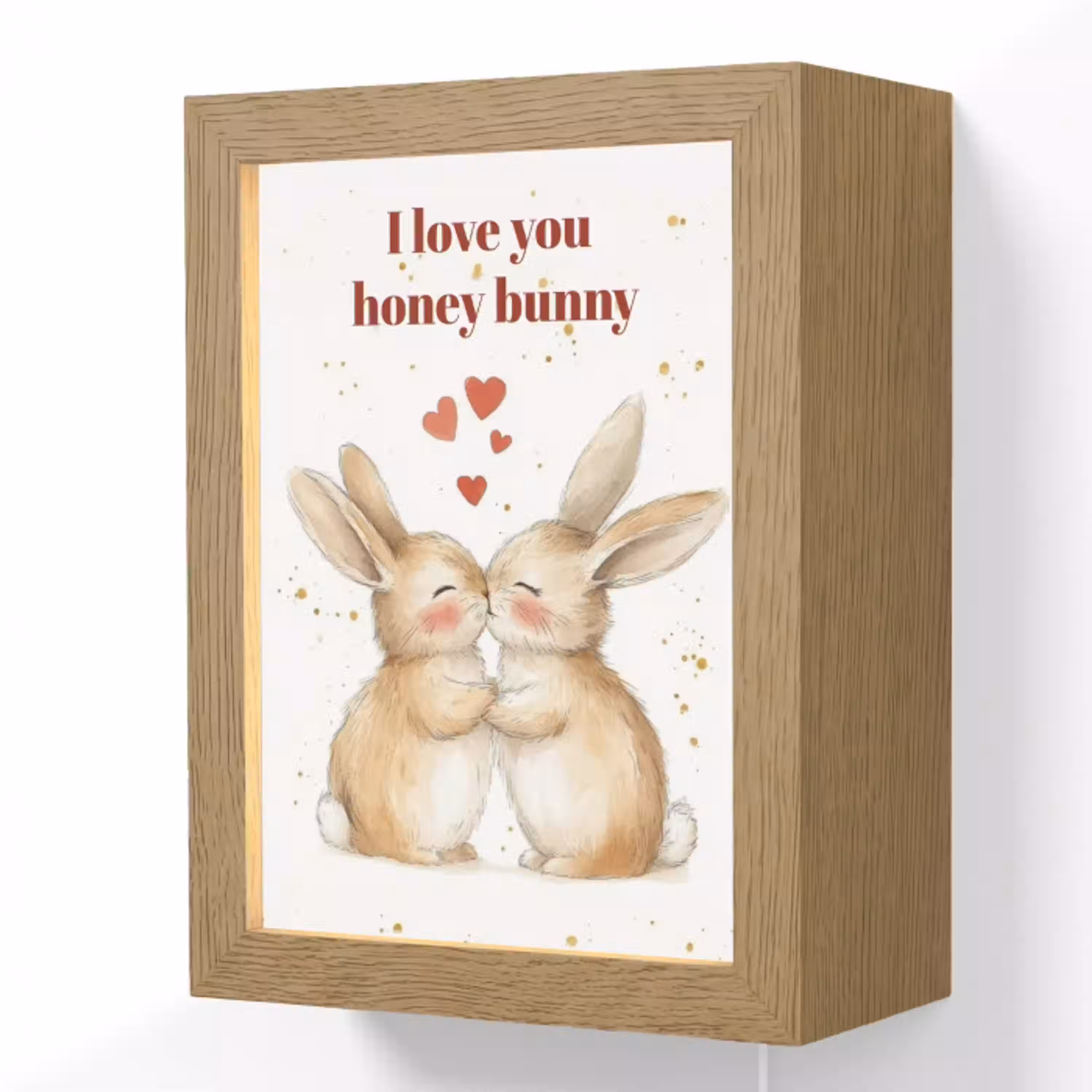 Liefde - Rood - konijn Light Box met kabel (Wandlamp) klein -3d