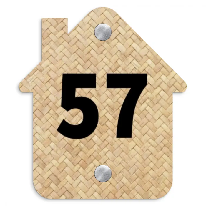 Gevlochten - Riet - Traditioneel Naambord Huisje klein -3d