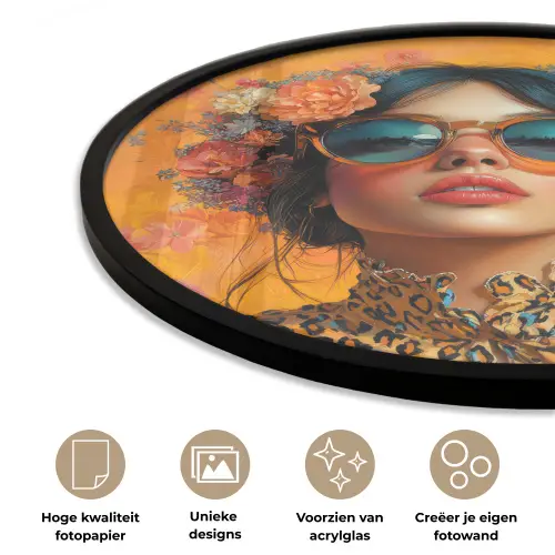 Vrouw - Bloemen - Aesthetic - Oranje Fotolijst rond zonder passe partout klein -closeup_NL