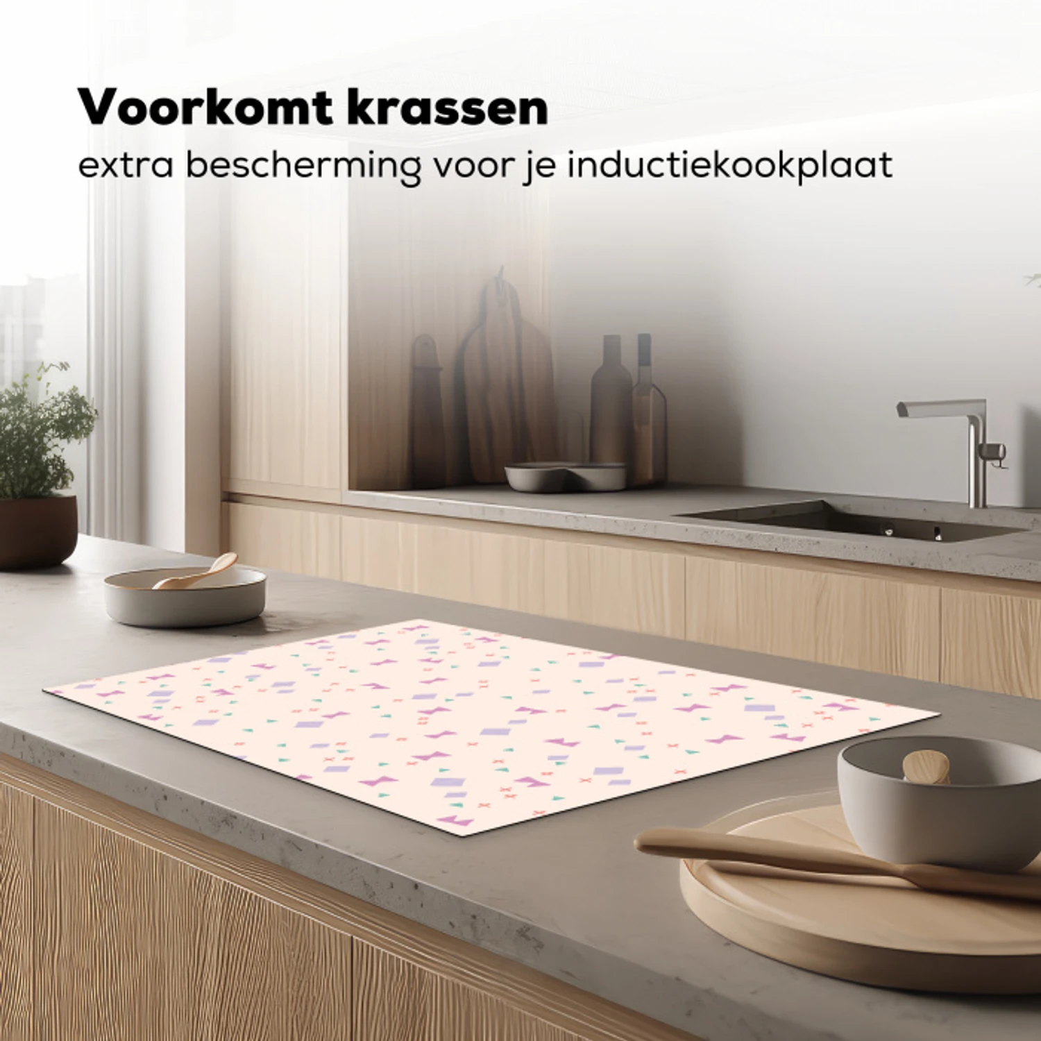 Vormen - Zalmroze - Patroon Inductie beschermer vinyl 3mm klein 276 -sfeer1