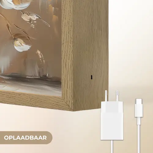 Vaas - Bloemen - Kunst - Goud Light Box met batterij (Wandlamp) middel -USP_websiteoplaadbaarNL