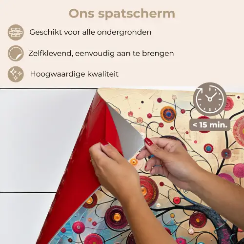 Levensboom - Bloemen - Roze - Hippie - Kunst keuken achterwand spatscherm klein -spatscherm_NL