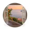 Doorkijk - Uitzicht - Meer - Landschap Wandcirkel aluminium klein -3d