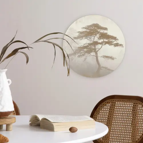 Boom - Oosterse stijl - Landschap Wandcirkel kunststof plaat 5mm dik klein -sfeer4