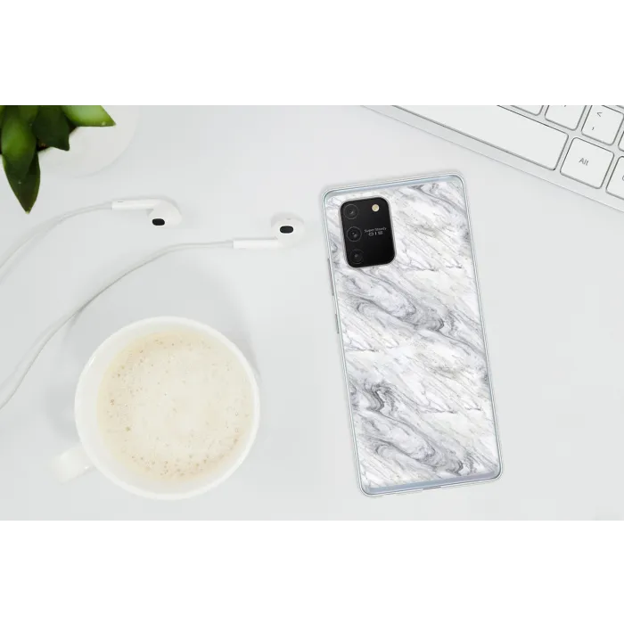 Wervelende - Grijsstructuur - Marmer - Wit Telefoonhoesje Samsung Galaxy S10 Lite klein 364 -oordopS10Lite