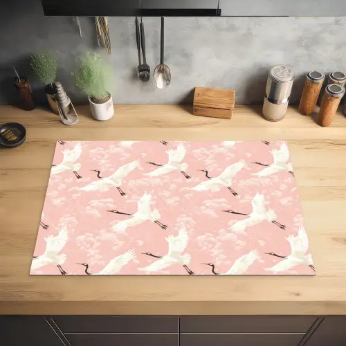 Kraanvogels - Bloesem - Roze Inductie beschermer vinyl 3mm klein 276 -sfeer5