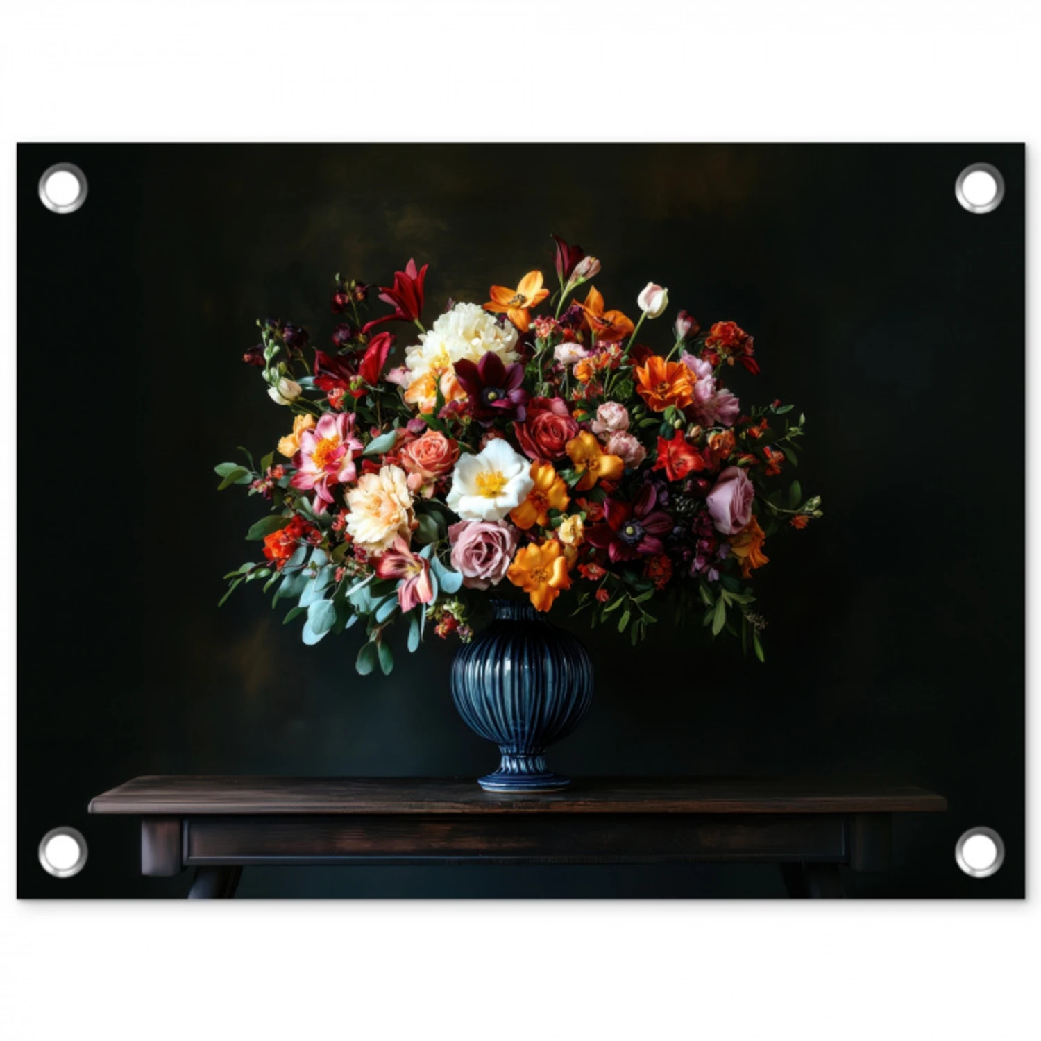 Groot - Bloemen - Vaas - Boeket tuinposter los doek klein -3d