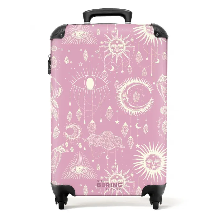 Boho - Roze hemelpatroon NBS - Handbagage koffer - Kinderen Unisex middel -productfoto_recht