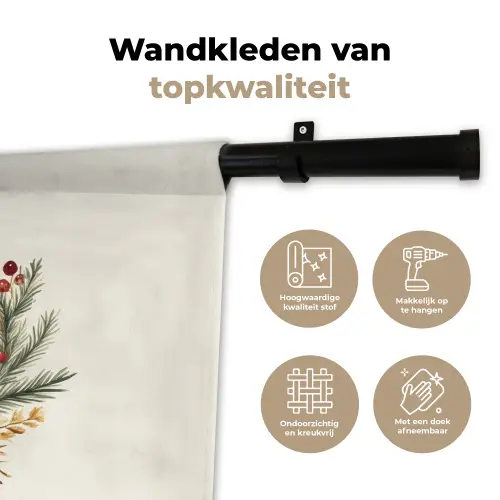 Kerstkrans - Kerst - Goud - Beige Wandkleed katoen klein -sfeer2