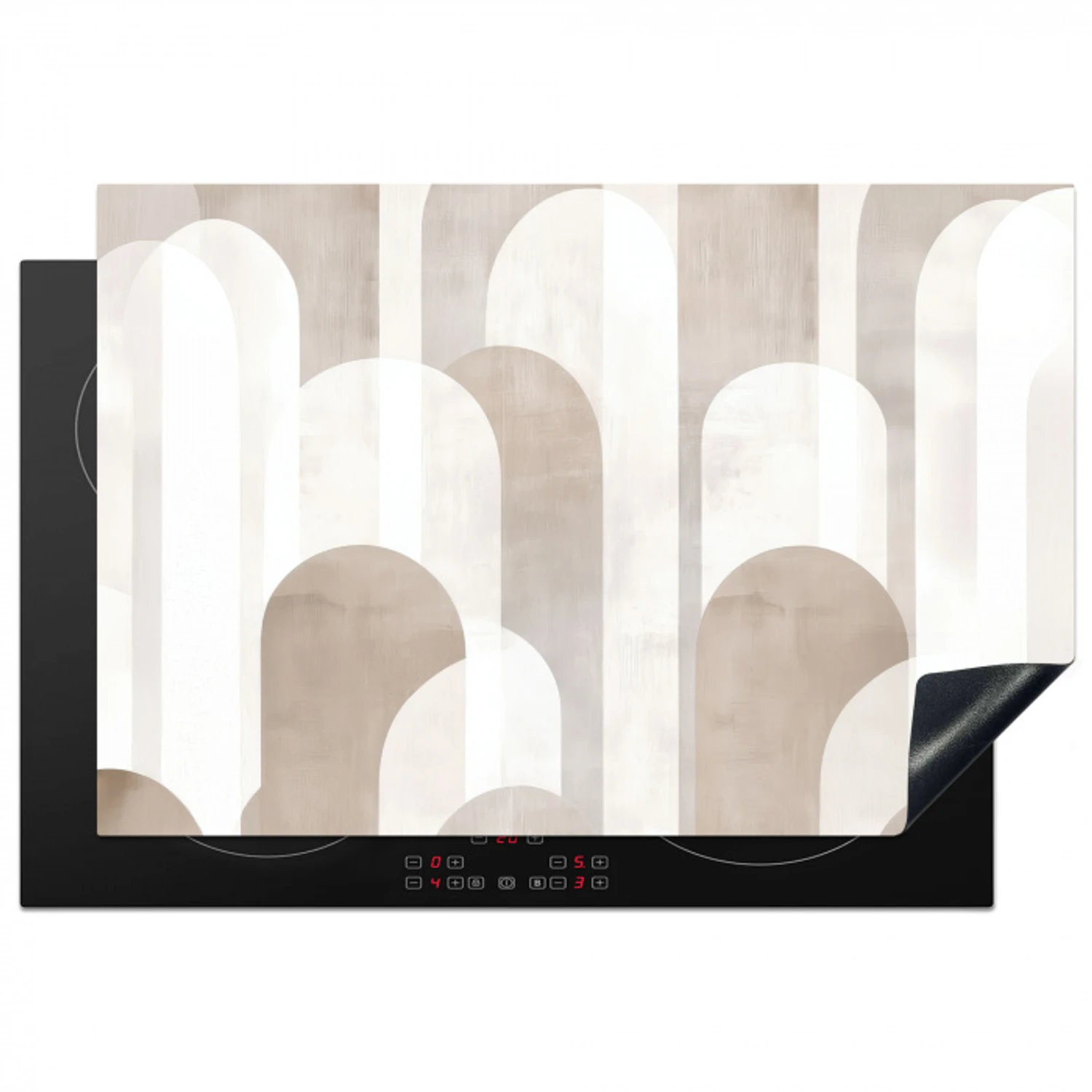Abstracte bogen - Modern - Beige Inductie beschermer vinyl 3mm klein -3d