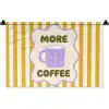 More coffee - Geel - Paars - Strepen - Mok Wandkleed katoen klein -zz3d