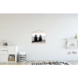 Vrouwen - Zonnehoed - Strand - Zwart - Wit textielposter latten blank klein -kinderkamer
