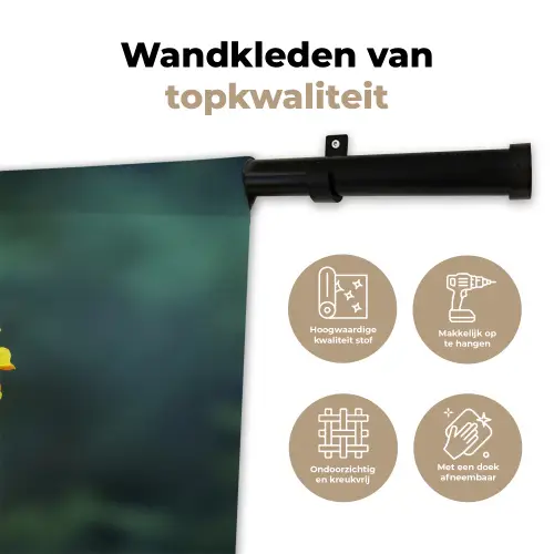 Bloemblaadjes - Afrikaan - Oranje - Wazig Wandkleed katoen klein -sfeer2