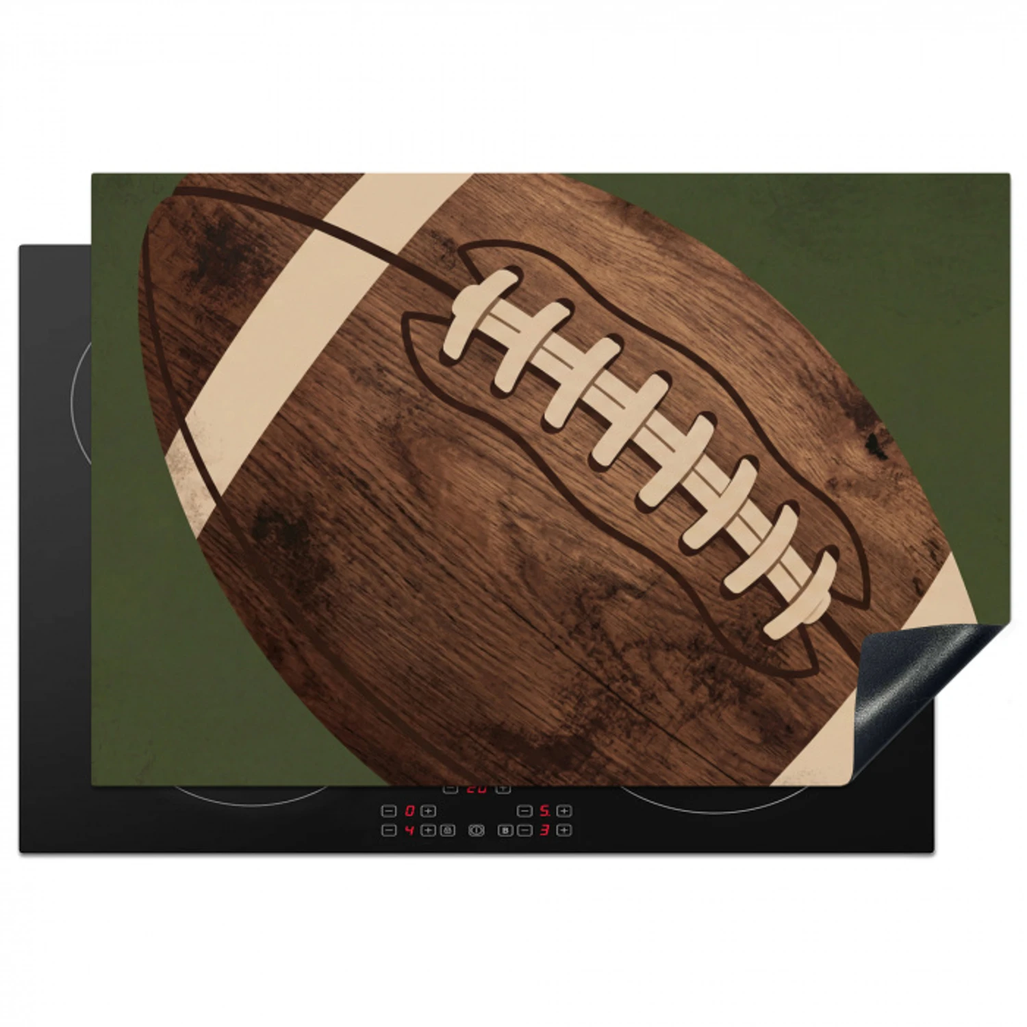 Football - Hout - Sport - Groen Inductie beschermer vinyl 3mm klein -3d