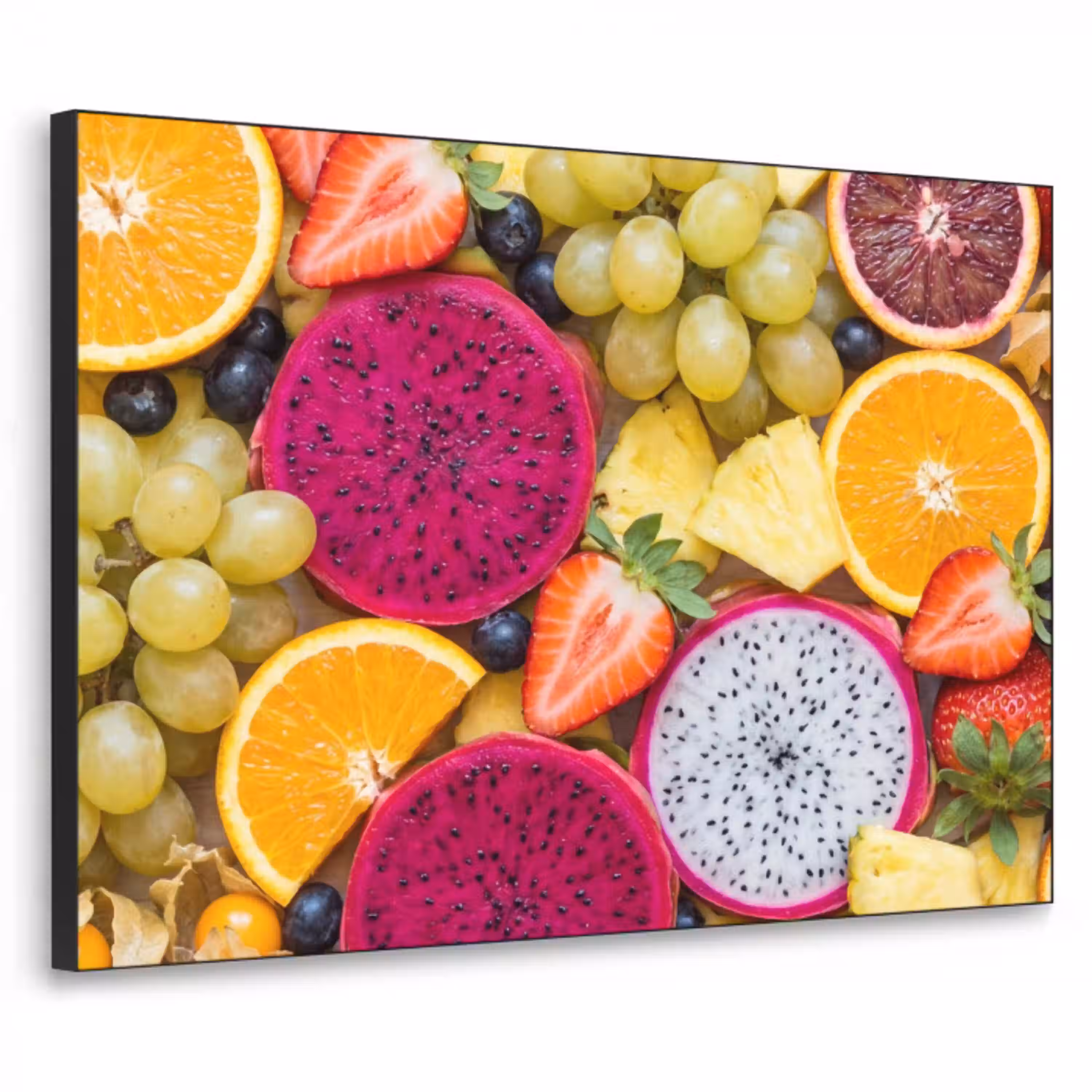 Fruit - Assortiment - Kleurrijk - Gezondheid Textielframe zwart klein -3d