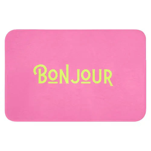 Roze - Groene Bonjour - art-deco Badmat klein -3d