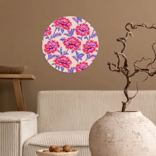 Bloemen - Patroon - Meerkleurig Wandcirkel behangsticker klein 186 -sfeer1