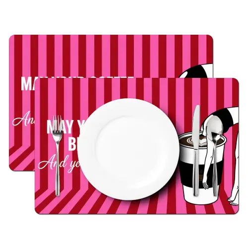Roze - Strepen - Koffie - Maandag Placemat vinyl groot -zzsfeer2_Kitchenyeah-website