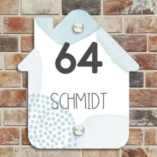 Abstract blauw - Modern Naambord Huisje klein -sfeer6