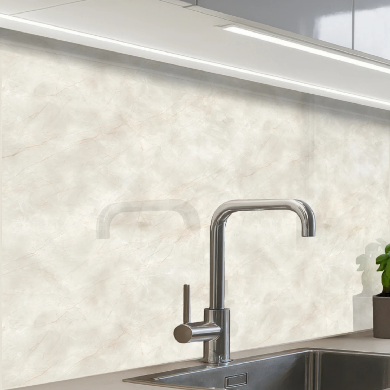 Crèmebeige - Marmer - Aders keuken achterwand 2 middel 865 -zzzz3d_schuin