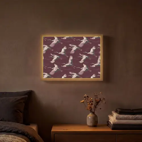 Kraanvogels - Klassiek - Bordeaux Light Box met batterij (Wandlamp) middel 907 -sfeer4