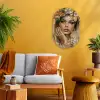 Vrouw - Bloemen  - Goud - Portret Wandcirkel Ovaal Forex klein -sfeer4