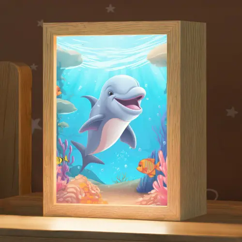 Dolfijn - Zeedieren - Onderwater - Kinderen - Meisjes Light Box met kabel klein -zzz_3d_website