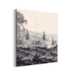 Mistig - Berglandschap - Illustratie aluminium wit klein -3d