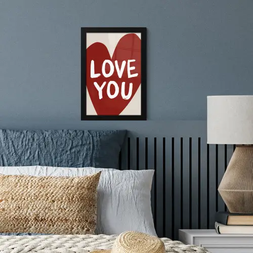 Loveyou - Hart - Rood fotolijst zwart zonder passe partout klein -sfeer3