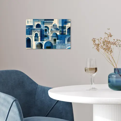 Grafisch - Abstract - Blauw - Wit poster papier klein -sfeer3