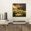 Bloemenveld - Heuvels - Zonsondergang - Berg - Natuur - Wit - Heuvels aluminium wit klein -sfeer1