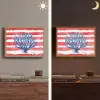 Koraal - Verfstructuur - Rood - Blauw Light Box met batterij (Wandlamp) middel -sfeer3