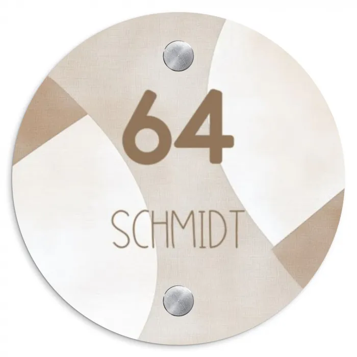 Abstract beige - Modern Naambord Rond klein -3d