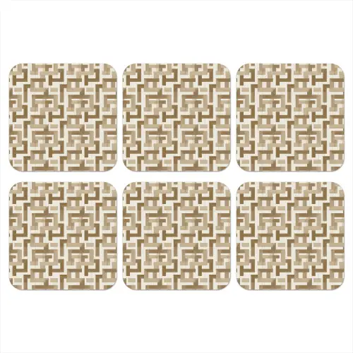 Geometrisch - Retro - Bruin onderzetter kurk middel 366 -3d