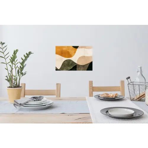 Vormen - Okergeel - Abstract Muursticker klein -eettafel