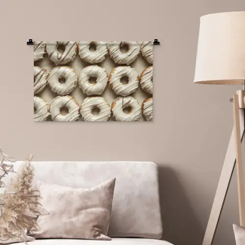 Donuts - Chocolade - Wit - Beige Wandkleed katoen klein -sfeer4