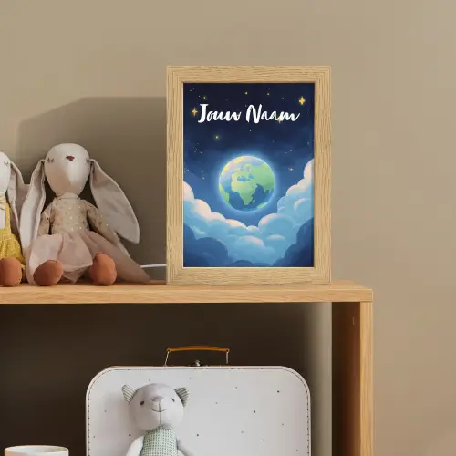 Planeet - Wolken - Sterren - Blauw Light Box met kabel (Kinderlampje) klein -sfeer2_kind