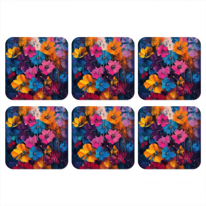 Bloemen - Kleurrijk - Abstract - Modern onderzetter kurk middel -3d