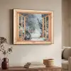 Bos - Winter - Bomen - Natuur - Pad - Doorkijk Textielframe - compleet frame klein -sfeer3