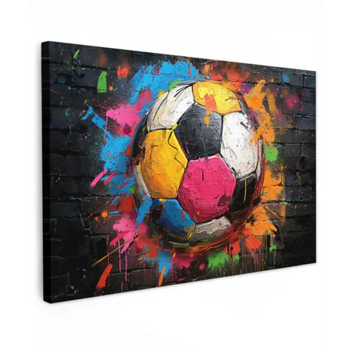 Graffiti - Voetbal - Muur - Street art - Sport canvas 2cm klein -z3d