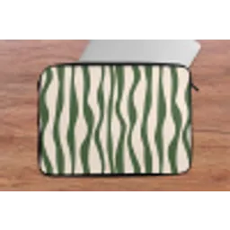 Golvende lijnen - Beige - Groen - Strepen - Abstract laptophoes neopreen klein -tafel