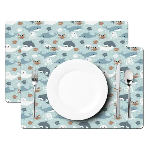 Oceaan - Walvis - Zeehond - Krab Placemat vinyl groot 368 -zzsfeer2_Kitchenyeah-website