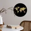 Wereldkaart - Beige - Zwart Wandcirkel behangsticker klein -sfeer3