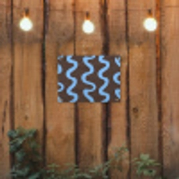 Kronkelende lijnen - Blauw - Bruin - Minimalistisch tuinposter los doek klein 239 -sfeer1