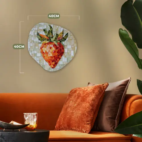 Aardbei - Rood - Mozaïek - Fruit Wandcirkel Organisch Forex 3mm klein -sfeer3