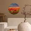 Zonsondergang - Klaprozen - Rood - Bloemen - Veld - Natuur Wandcirkel behangsticker klein -sfeer1