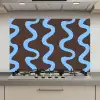 Kronkelende lijnen - Blauw - Bruin - Minimalistisch keuken achterwand spatscherm klein 900 -3d_website